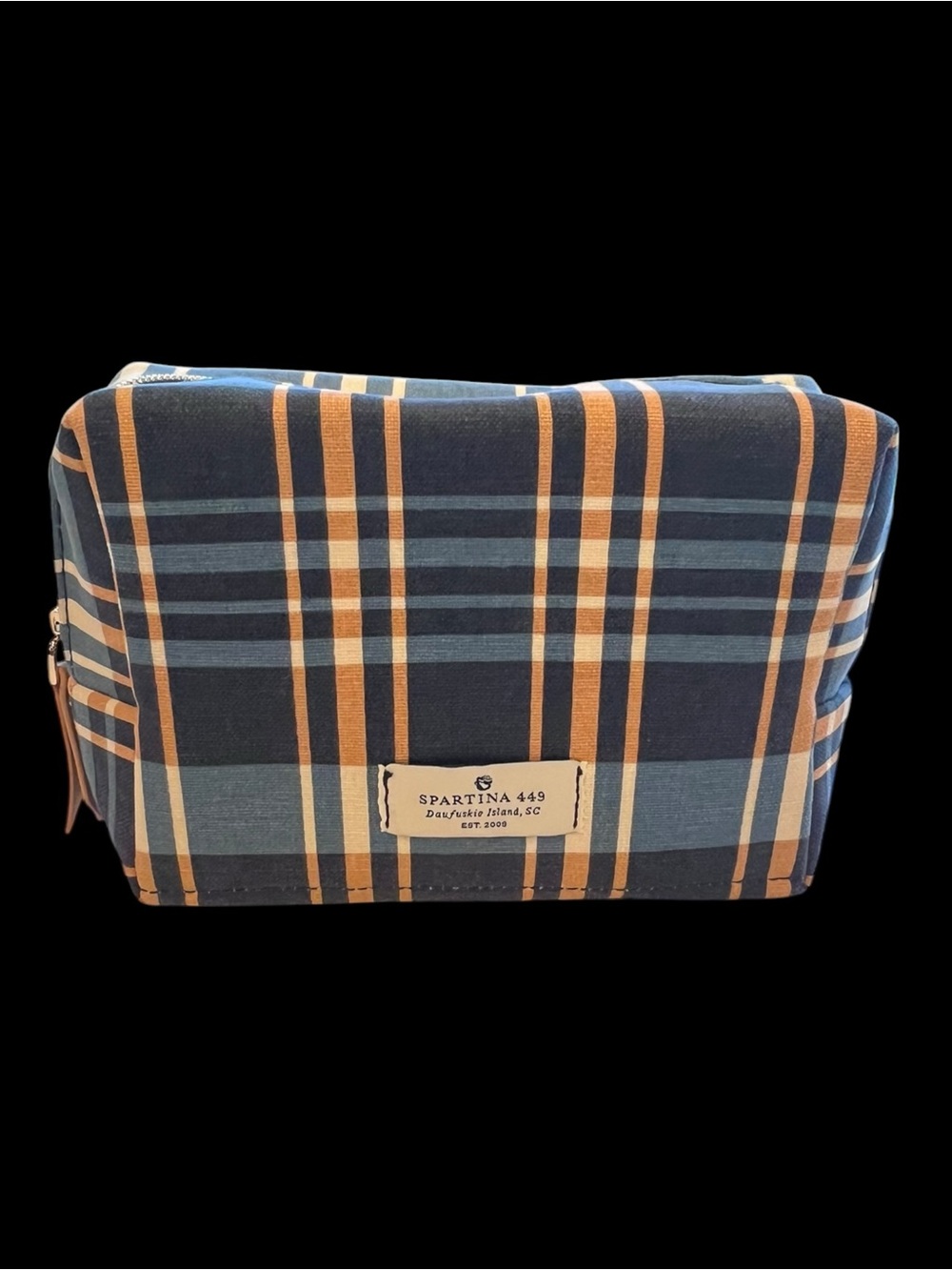 Spartina 449 Plaid Cosmetic Bag Makeup Pouch Travel Case NWOT